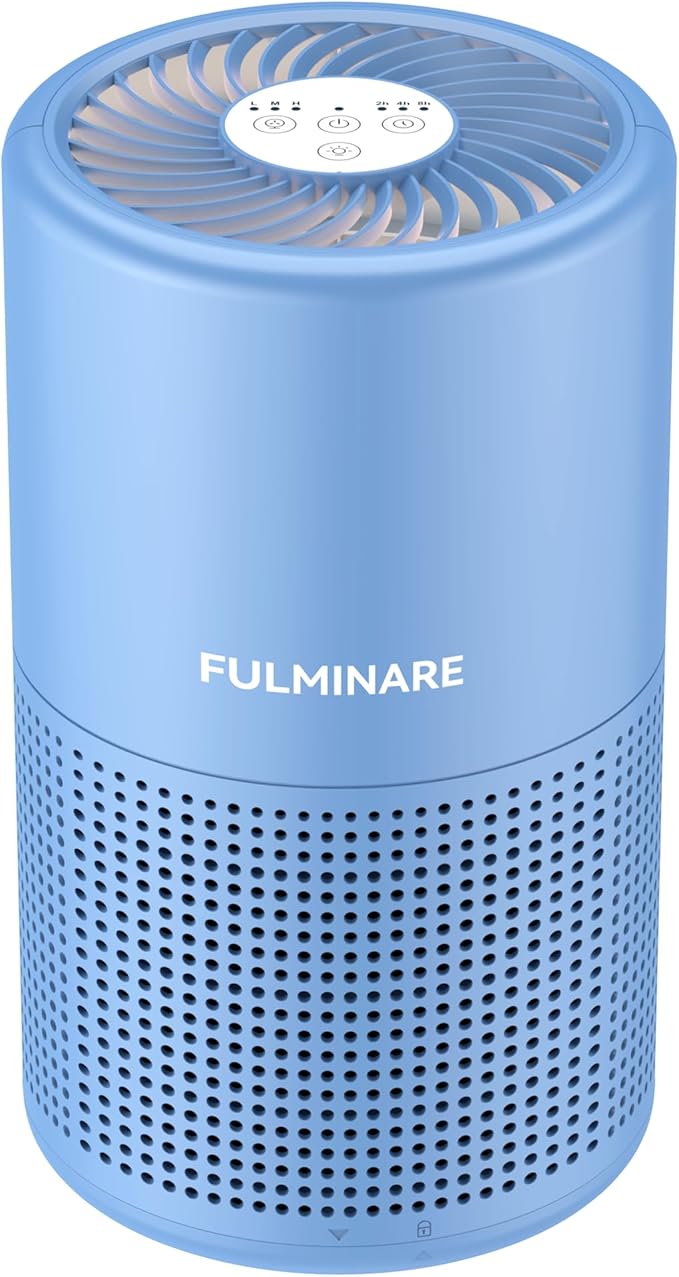FULMINARE Air Purifiers for Home Bedroom H13 HEPA Air Purifier, 3 Speeds, Timer, 24dB, Small Mini Air Purifier with Night Light, Deep Blue