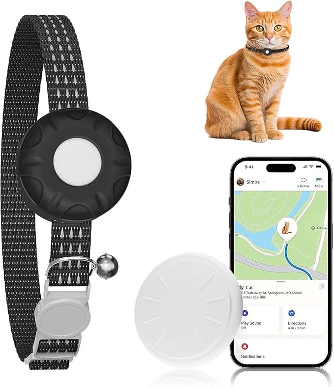 GPS Tracker for Cats, Compatible with Apple Find My App (Only iOS), No Monthly Fee, Waterproof