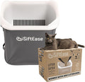 Cat Litter Sifter - SiftEase Litter Box Sifting, Fast & Easy Scoop Free Cleaner, Large Sifter with Bin for Longer Lasting Litter (Dark Grey)