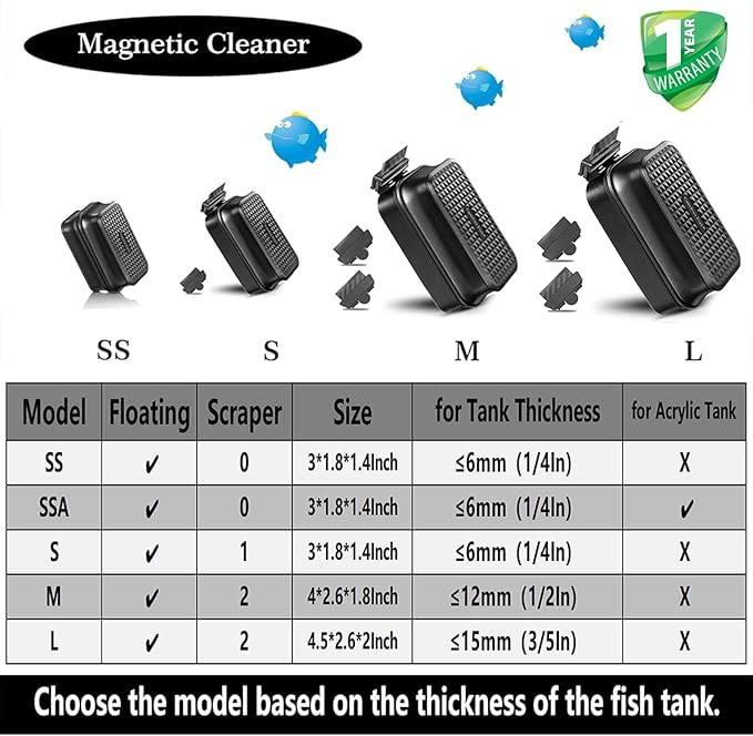 Carefree Fish Aquarium Super Strong Magnetic Cleaner for Glass Fish Tank Magnet Brush Algae Scrapers Floating