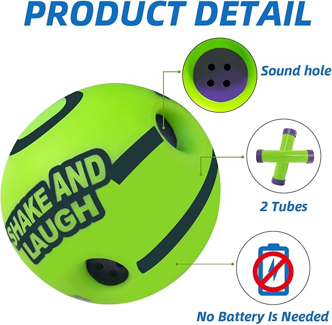 Dog Toys Ball, Interactive Dog Ball, Shaking with Gibbering Sound, for Training & Herding, XL, 5.51 in (14 cm)