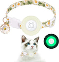 Airtag Cat Collar, JXFUKAL Kitten Collar Breakaway with Silicone Airtag Holder, Bells & Flower Charm for Girl Cats Boy Cats Small Dogs(Luminous Green)