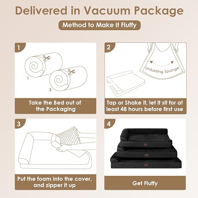 EHEYCIGA Orthopedic Dog Bed Medium Size Dogs, Memory Foam Dog Bed with Washable Removable Cover, Waterproof Pet Sofa Couch for Crate with Nonskid Bottom, 30x20x6, Black
