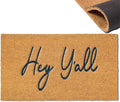 Assaoy Hey Y'all Coir Door Mat Outside Entrance,Funny Doormats with Heavy Duty Backing,Welcome Embroidered Floor Mat Entrance Rubber Indoor Easy to Clean Christmas New Year Home Decor 30”x18”