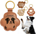 Personalized Pet Memorial Gifts for Dogs, Custom Name Paw Shaped Leather Keychain, Dog Fur Keepsake for Bag or Key