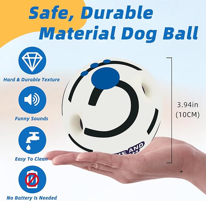 Glow in The Dark Dog Toys Ball, Interactive Dog Ball, Shaking with Gibbering Sound, L, 3.94 in (10 cm)