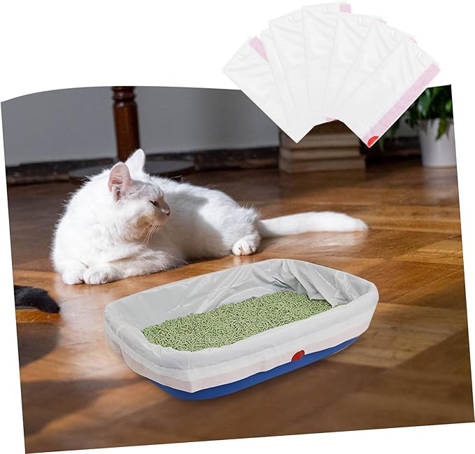 10Pcs Cat Litter Cleaning Bags Self Contained Litter Pan Pouches for Easy Waste Disposal Cat Supplies for Home Use Pet Garbage Bags