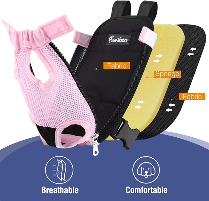 Pawaboo Adjustable Carrier Backpack for Dog Cat, Pet Front Dog Carrier Purses Cat Travel Bag, Legs Out, Easy-Fit for Traveling Hiking for Small Dogs Cats Puppies, M, Pink