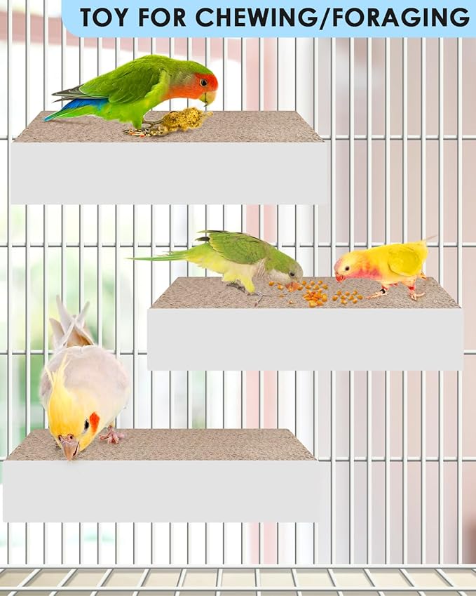 KATUMO Bird Toys, 7.8 Inch Paper Parakeet Shredding Chewing Toys Parrot Perch Platform Conure Foraging Toys for Budgie Cockatiel Lovebird Small Birds