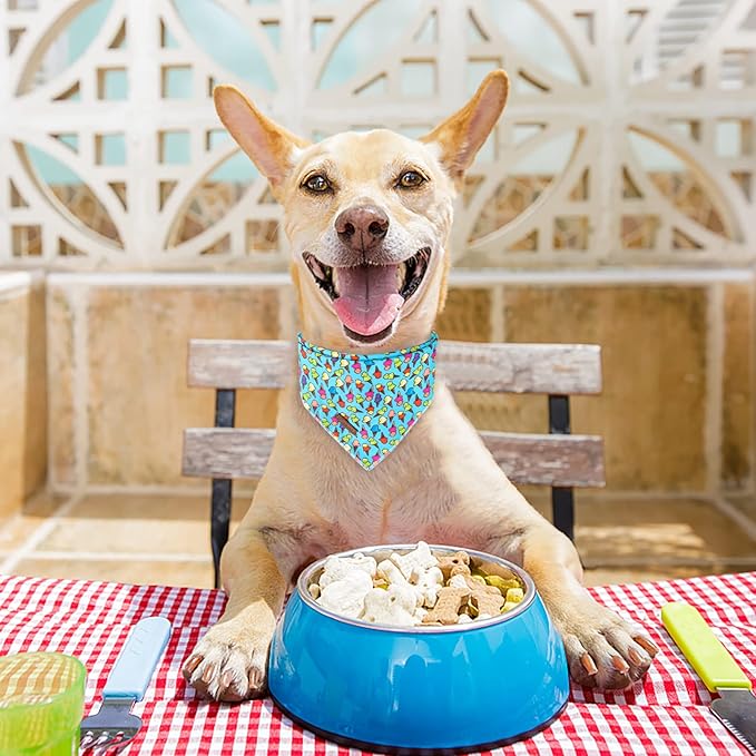 Summer Dog Bandana, Hawaii Bandana for Medium Large Dog, Cute Blue Puppy Bandana, Cotton Adorable Pet Triangle Bid Scarf Kerchief for Girl Boy Dogs