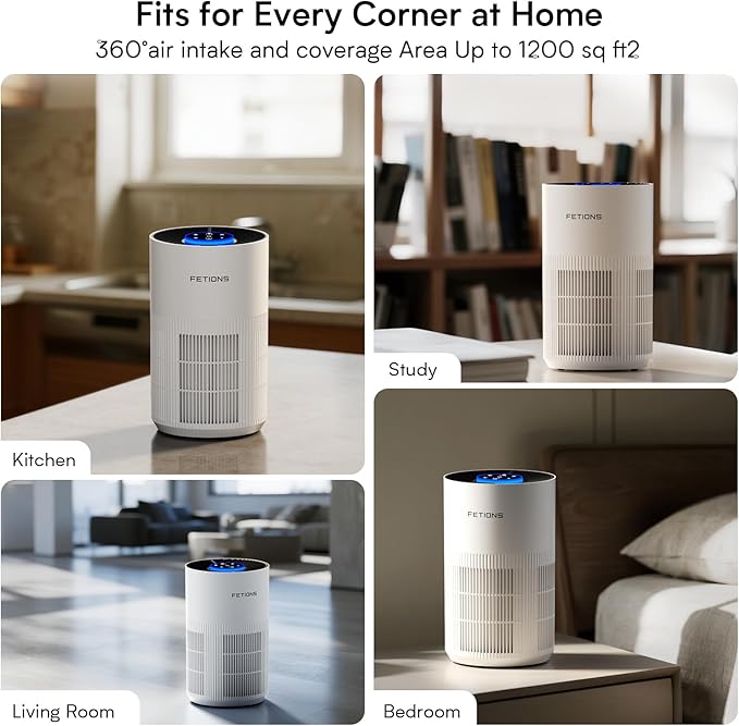 Air Purifiers for Bedroom Home up to 1200Ft², Small Air Purifier for Bedroom, H14 HEPA Air Purifiers for Home Pets,with Sleep Mode, 3 Speeds, Timer, Aroma Function
