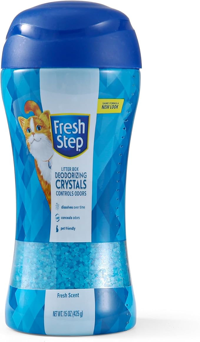 Fresh Step Cat Litter Crystals Deodorizer, Non Toxic Odor Neutralizing Crystals for Litter Boxes that Help Control Smells and Keep Home Areas Fresh, Fresh Scent, 15 Ounce - 12 Pack