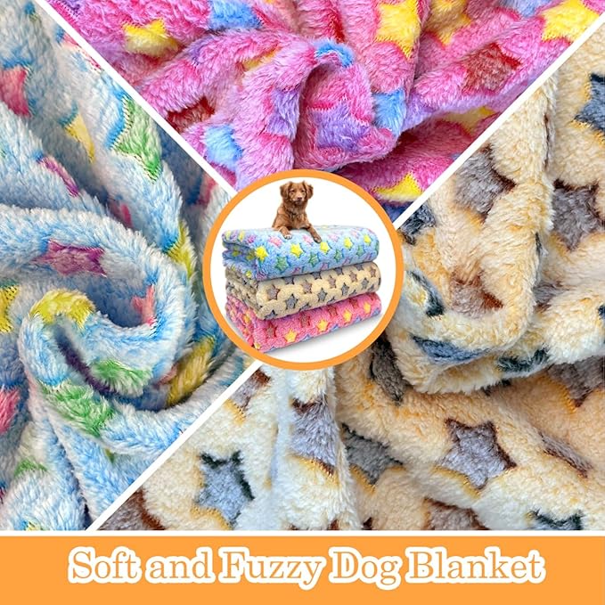 Dog Blankets for Medium Large Dogs, 3 Pack Washable Pet Throw 41" x 31", Fuzzy Soft Puppy Cover for Kennel Crate Bed