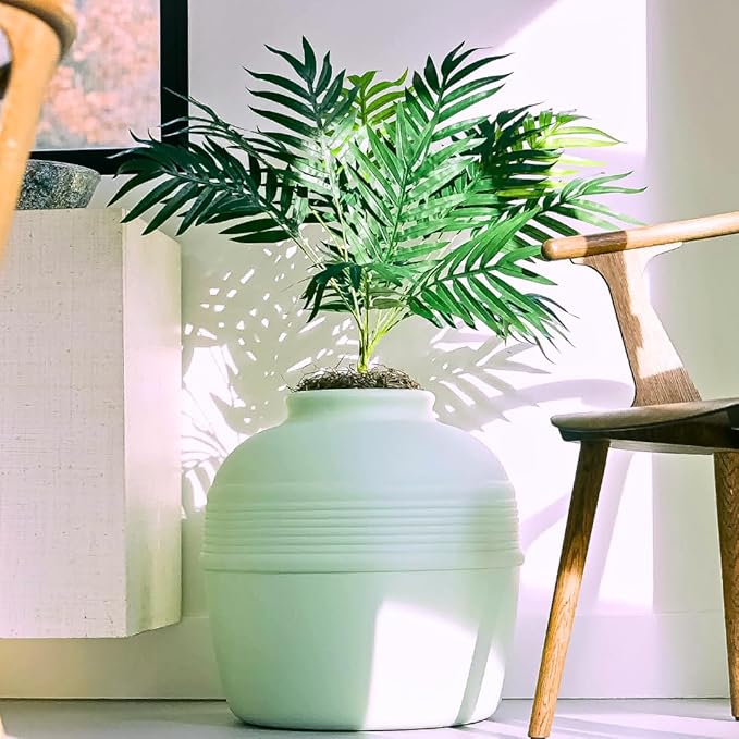 Good Pet Stuff Hidden Litter Box Planter, Decorative Cat Litter Enclosure with Carbon Filter, Artificial Plant, Easy Clean, Improved Design, Round Style, Base Kit, Sage Green