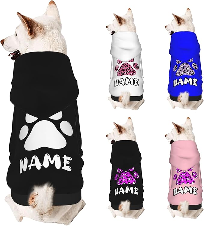 Custom Dog Hoodie Soft & Warm Design Your Own Personalized Photo Text Logo Name Dog Clothes for Puppy Sweatshirt Hooded for Small Medium Large Dogs Girl/Boy Cats Black