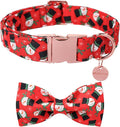 Christmas Dog Collar with Bow Tie, Christmas Collar for Puppy Girl Boy Dog or Cat, Bowtie Dogs Collars with Durable Metal Buckle, Cute Pet Collars, M