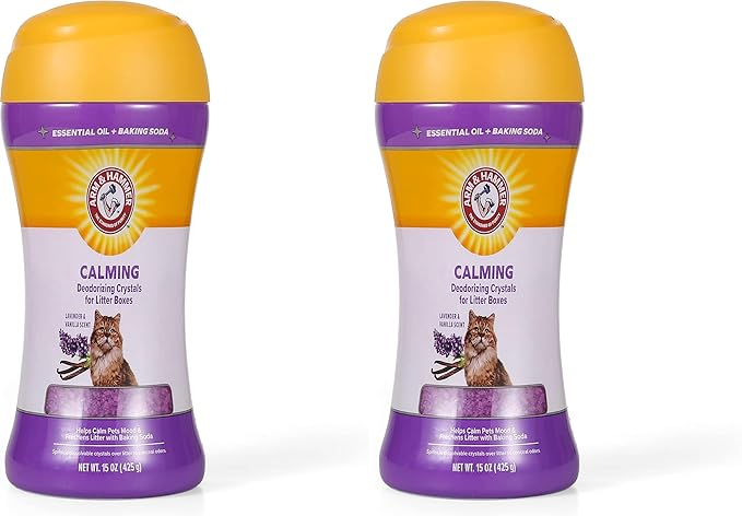 Arm & Hammer Deodorizing Cat Litter Crystals, Lavender & Vanilla Scent | Odor Neutralizing | For Litter Boxes | 15 Oz | Pack of 2