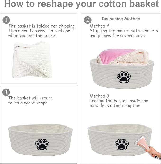 Dog Toy Box Woven Basket,Dog Toys Basket,Dogs Organization and Storage,for Puppy Leash, Blanket Food, Accessories Pet and Household Storing