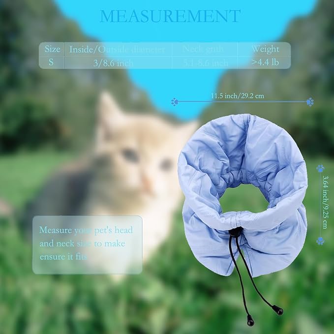 Cat Recovery Collar, Soft Adjustable Cat Cone Alternative, Lightweight Waterproof Fasteners Collars for Cats Kittens Puppies, After Post-Surgery, Surgery Stop Licking or Skin Protection.
