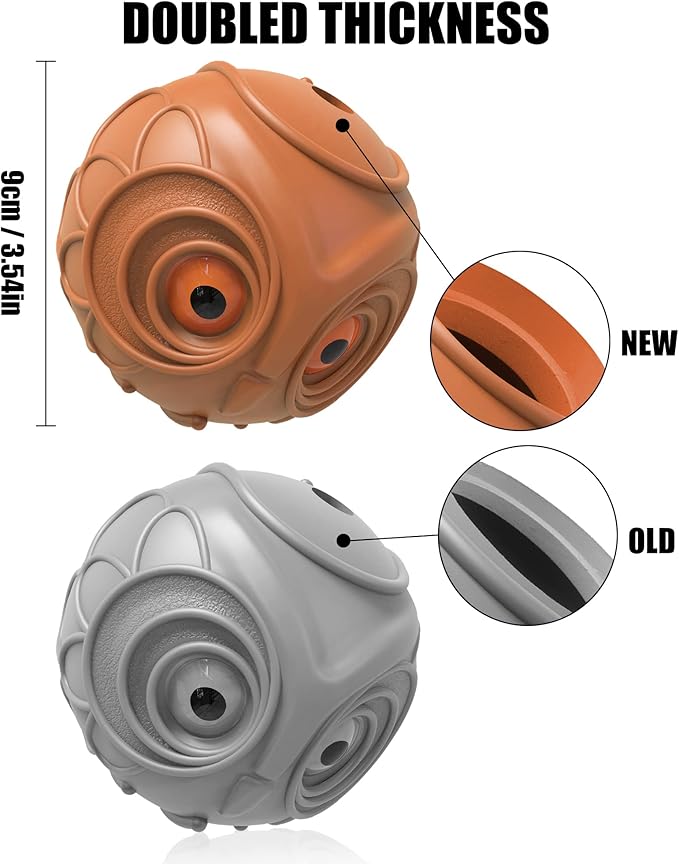 Mewlmart Giggle Ball for Dogs Owl Toys for Aggressive Chewers Dog Ball Toy for Puppy Medium Large Dogs Fun Gift for Dog Natural Rubber Cute Hoot Brown