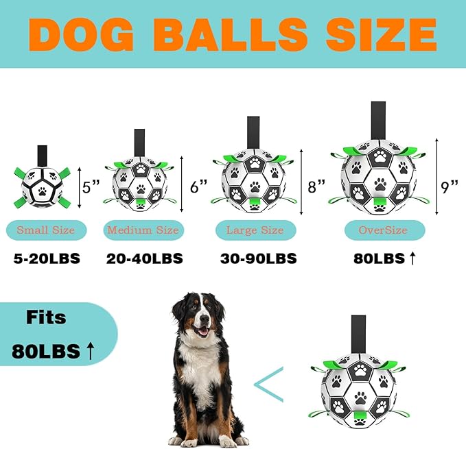 Ropes Soccer Balls Toy - Interactive Dog Toys for Tug of War, Puppy Birthday Gifts, Water Toy, Durable Balls World Cup for Large Dogs (9 Inch)
