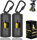 Metal Dog Poop Bag Holder 2-Pack w/Leash Clip|Durable Scratch-Resistant Aluminum|30 Bags+6 Accessories（Black）