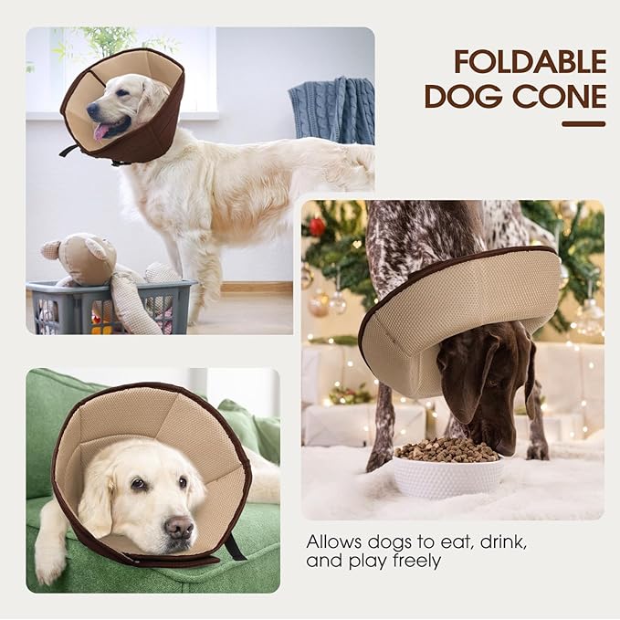 Dog Cone Collar After Surgery for Medium Dogs, Adjustable Soft Recovery Cone for Dogs to Stop Licking Biting, Comfortable Pet Elizabethan Alternative for Wound Healing