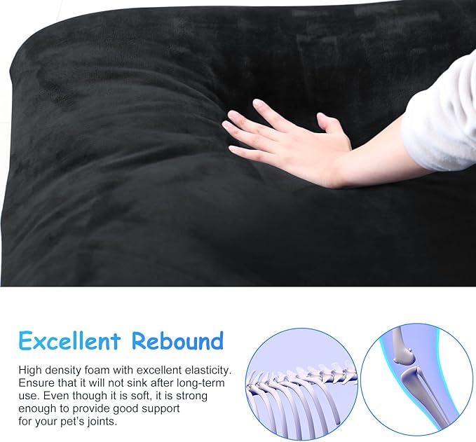 Magic Dog Super Soft Large Dog Bed, 39 Inches Orthopedic Foam Pet Beds with Anti Slip Bottom, Dog Sleeping Mattress with Removable and Washable Cover, Dark Grey L,39'' X 33.5'' X 3.7''
