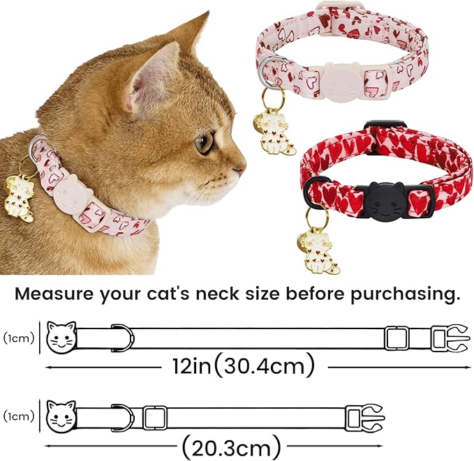 Elegant little tail 2 Pack Cat Collar- St. Patrick's Cat Collars Breakaway with Bell Pendant Wedding Kitten Boy Girl Safety Adjustable 7-12 Inch Collar for Small Cats Puppy