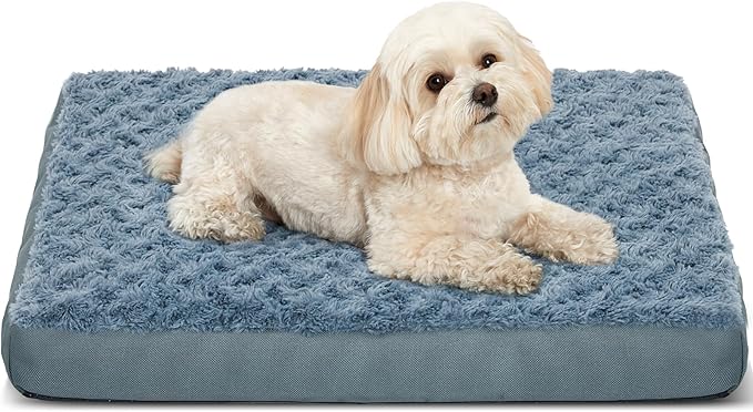 Orthopedic Dog Beds for Crate with Removable Washable Cover Egg-Crate Foam Pet Pad Mat with Anti-Slip Bottom,Waterproof Dog Beds Small Sized，20x16 Inch