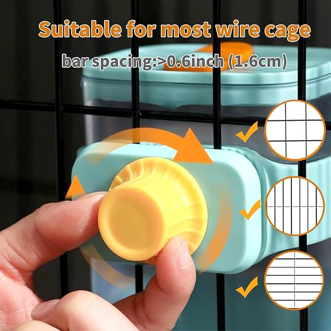 PODOO 24oz No Drip Bunny Water Feeder, Rabbit Water Dispenser, Hanging Automatic Pet Water Dispenser, Hanging Outside or Inside The Cage for Ferret Guinea Pig Rat Cat Puppy (Water)