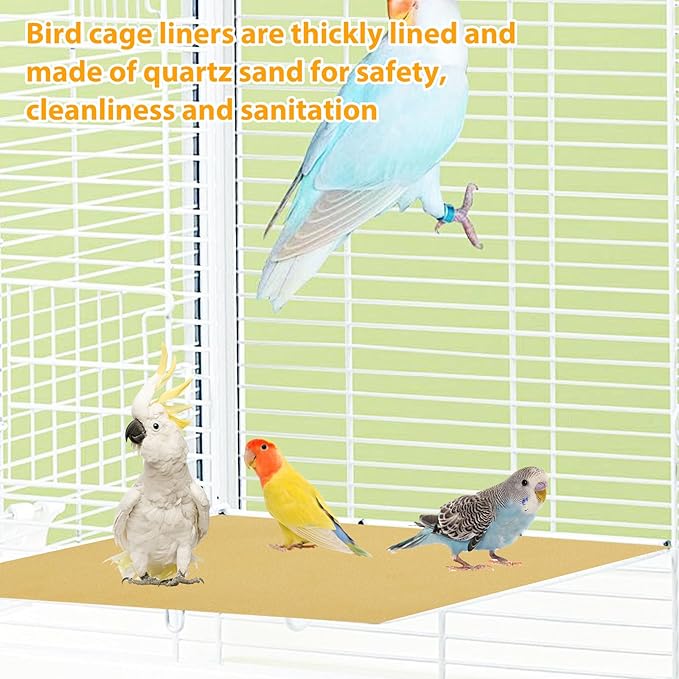50 PCS Gravel Liner Paper for Bird Cage 10 x 16 Inch Bird Cage Paper Liners Birdcage Cage Liner for Birdcage Parrots Cockatiels
