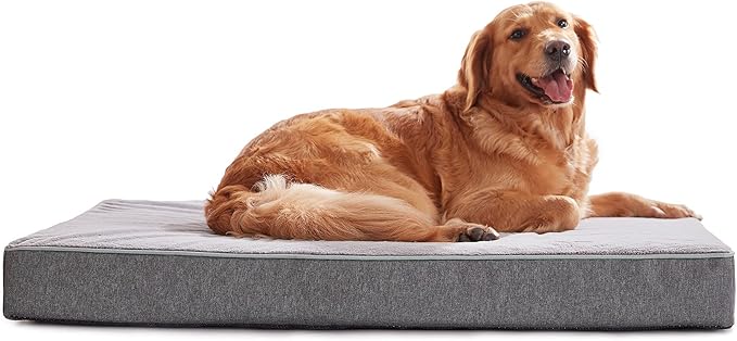 Extra Large Dog Bed, Cooling Dog Beds for Large Dogs, Washable Orthopedic Pet Bed for Crate with Joint Relief Memory Foam, Waterproof Liner and Plush Cover (41"x 29")