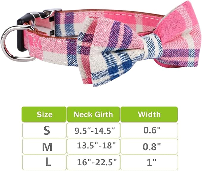 Faleela Soft &Comfy Bowtie Dog Collar,Detachable and Adjustable Bow Tie Collar,for Small Medium Large Pet (Large(Pack of 1), Pink)