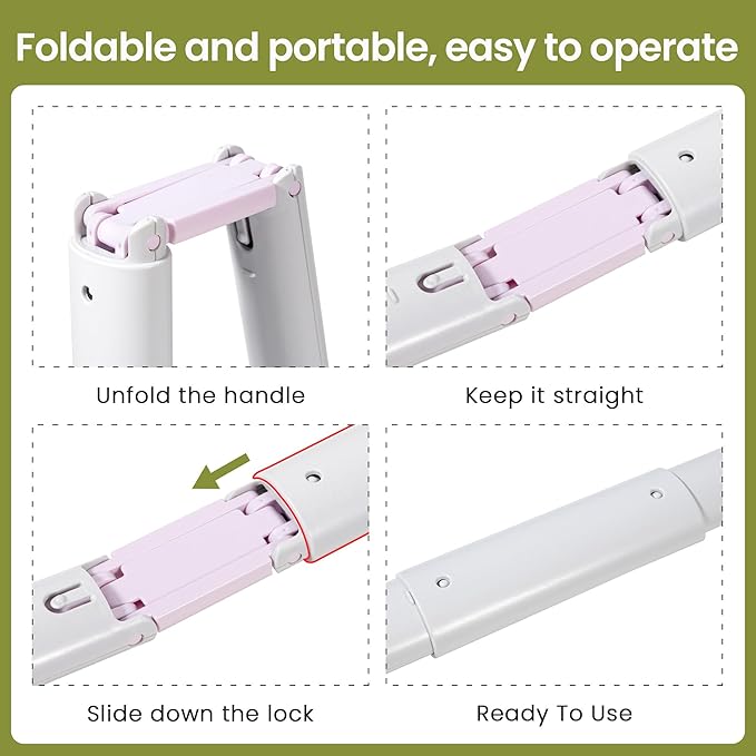 Dog Pooper Scooper Portable with Bag Attachment, One Handed Foldable Design, Includes 120 Waste Bags and Dispenser, 28 Inch Handle for Grass Yard Gravel Cleanup (Purple)