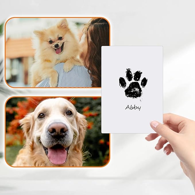 Nabance Inkless Paw Print Kit for Dogs, Cats with 2-Pcs Round Ink Pad & 2 Paper Frame, Clean Touch Dog Nose & Baby Handprint Kit, Pet Paw Print Impression Kit, Keepsake Gifts for Pet Lovers, New Moms