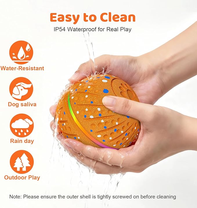 Interactive Dog Toys Ball - Smart Moving Bouncing Dog Ball with Colorful Lights, E-TPU Material, 3 Play Modes Automatic Rolling Balls Toy for Small Medium Dogs Keep Them Busy(Orange)