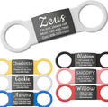 Anavia Slide On Silent Pet ID Tags, S/M/L/XL Personalized Black Stainless Steel Colored Silicone Cat Dog Name Tag, Customized Engraved Nameplate, Quiet Chew-Proof Pet Collar Tag (White, X-Large)