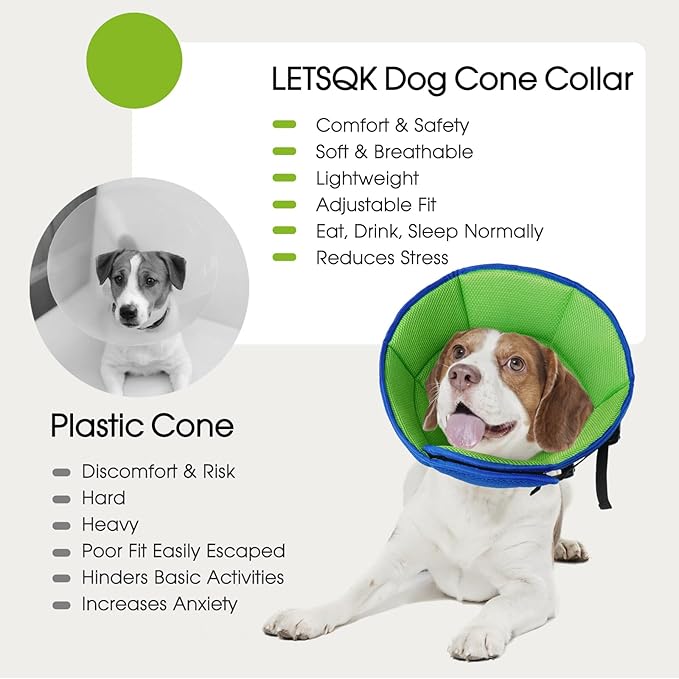 Dog Cone Collar After Surgery for Medium Dogs, Adjustable Soft Recovery Cone for Dogs to Stop Licking Biting, Comfortable Pet Elizabethan Alternative for Wound Healing