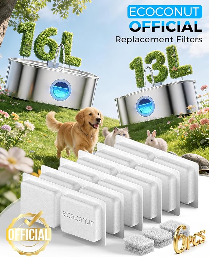 3.4Gal Dog Water Fountain for Large Dogs, 13L Stainless Steel Large Pet Fountain with Deeper & Wider Drinking Area, Automatic Dog Water Bowl Dispenser with Water Window & LED (Filters)