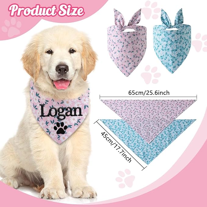 Personalized Dog Bandana Embroidered Name Custom Neckwear Dog Scarf Triangle Bibs Pet Accessories for Small Medium Large Dogs Cats Pets Birthday Gift