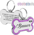 Dog Tags Personalized for Pets Dog Name Tags Personalized Dog Tag Engraved with Any Name & Text Custom Dog ID Tags Glitter Bone ID Tag for Puppy Cat (Purple L, Bone)
