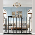 WAOWAO Baby Gate 43.3-52.75" Extra Wide Pressure Mounted Walk Through Swing Auto Close Safety Black Metal Toddler Kids Child Dog Pet Puppy for Stairs,Doorways,Kitchen