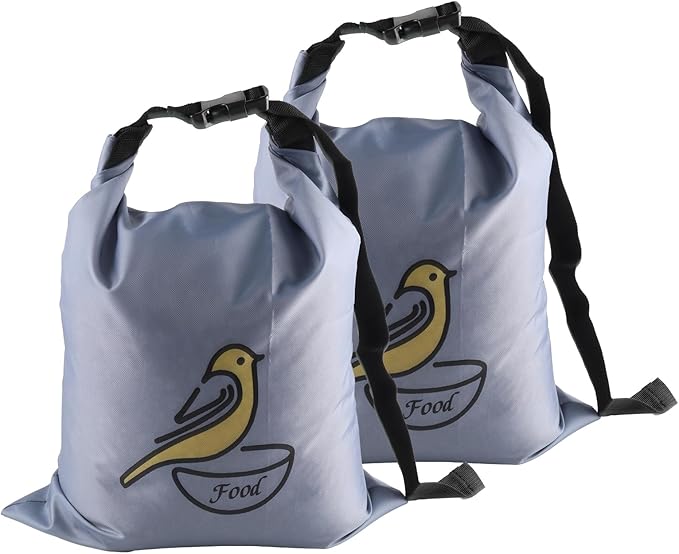 2 Pack Bird Seed Storage Container with Zipper Design,10 lb Travel Bird Food Storage Bag,Outdoor Portable Wild Bird Seed Container,Outdoor Feeding for Pet Birds Parakeets Finches Food Meal Storage