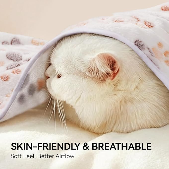 LINENLUX 1 Pack 3 Blankets Super Soft Fluffy Premium Fleece Dog Blankets for Puppy Cat Pet Blanket Flannel Throw Warm Sleep Dog Paw 31x20 inches
