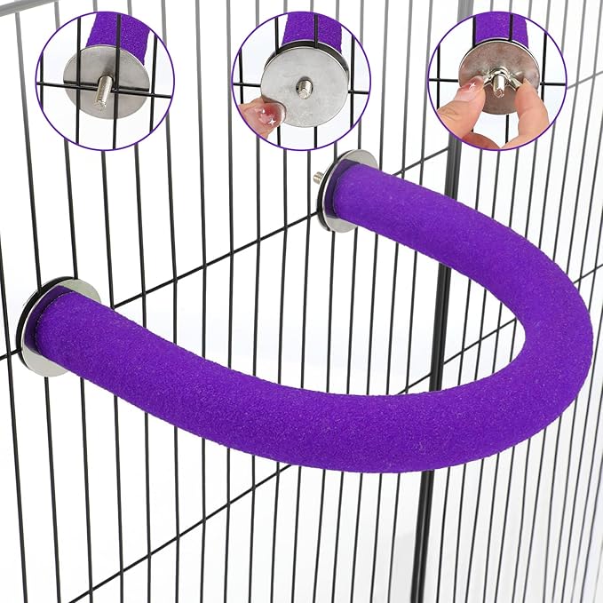 RYPET Parrot Perch Rough-surfaced - Quartz Sands Bird Cage Perches for Medium to Large Bird, U Shape Purple Small
