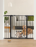 Babelio 36 Inch Extra Tall Baby Gate with Cat Door, 29-48" Auto Close Pet Door for Stairs, Doorways and House, with Wall Cups, Black