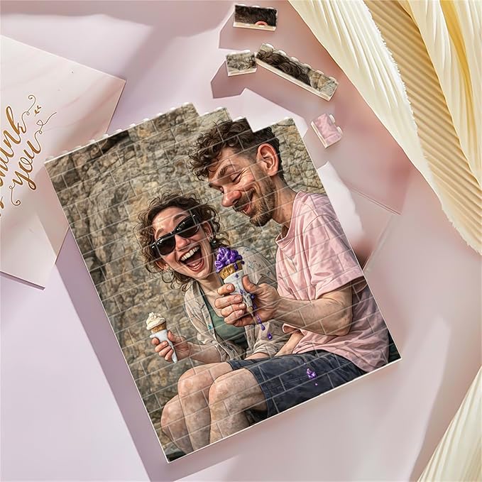 NAZENTI Custom Photo Building Block gifts for Couple, Personalized Couple Photo Caricatures Block for Him Husband, Couples Puzzle Funny Gift for Valentine, Birthday Present For Her, Home Decor