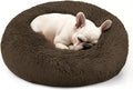 Dogs Bed for Small Dogs, Anti-Anxiety Washable Round Bed (Coffee, 24.0" L x 24.0" W x 8.0" Th)