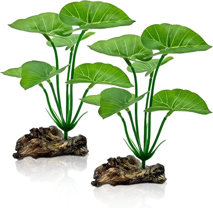 2-Pack Aquarium Decor Fish Tank Decorations 6-inch Betta Fish Tank Plants Leaf Hammock, Artificial Silk Aquarium Plants Betta Tank Accessories, Goldfish, Reptiles Plant Decor Driftwood